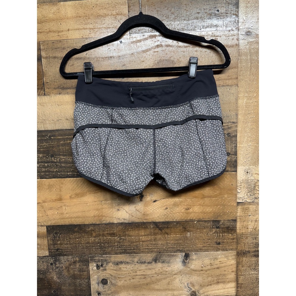 Lululemon Speed Up Short Black White Geometric Dot Low Rise Running Shorts Sz 4 - Picture 5 of 7